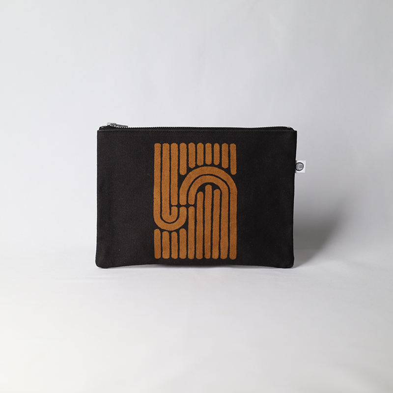 お茶染め　ポーチL　茶園俯瞰図