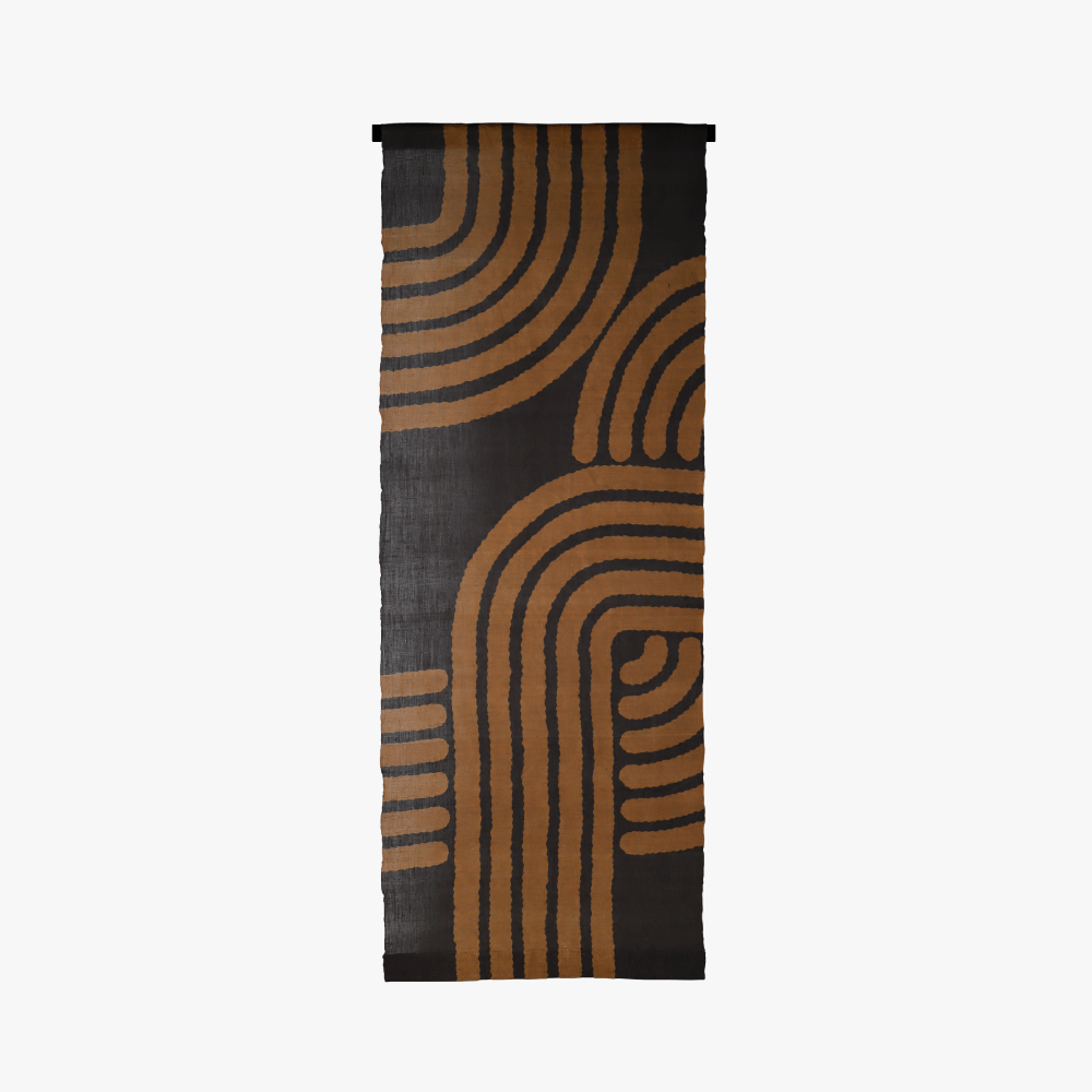 お茶染め 麻のタペストリー　茶園俯瞰図（編）